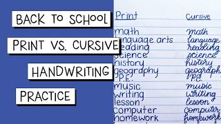 Full Back to School Print vs Cursive Handwriting Practice // Aesthetic Writing Perfectly Neat Notes Guide