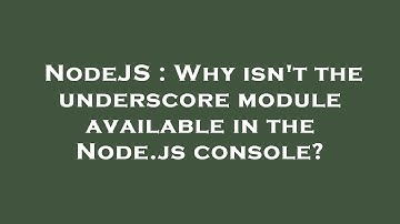 NodeJS : Why isn