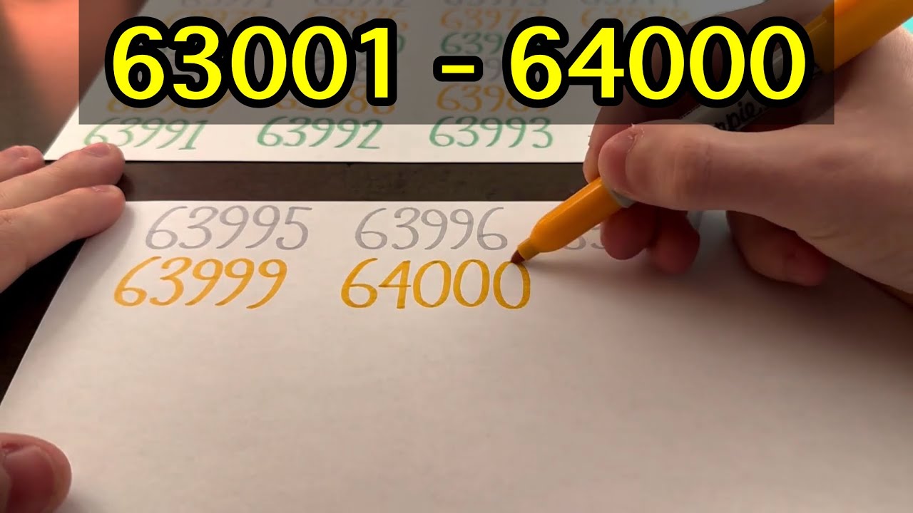 Writing Counting 63001 - 64000 - YouTube