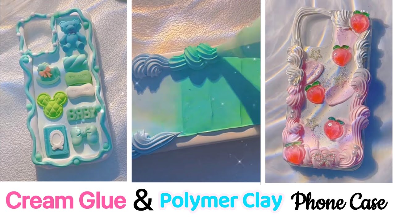 🧁【Whipped Cream Glue Phone Case DIY & Polymer Clay Miniature】Tutorial For  Beginners. Art & Craft 