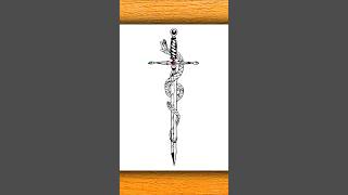 🔴 Sword & Serpent Drawing | Symbolic Snake Wrapped Around Sword Art ✍️🗡️🐍 🔴 Sword & Serpent Drawing | Symbolic Snake Wrapped Around Sword Art ✍️🗡️🐍