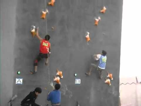 World record in speed climbing on Jiangyin Rock Master 2011 (6.18 seconds)