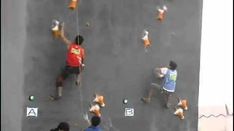 World record in speed climbing on Jiangyin Rock Master 2011 (6.18 seconds)