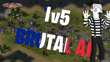 1v5 BRUTAL AI - GRAND CANNONS! ( Command & Conquer - Yuris Revenge )