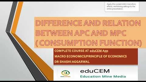 DIFFERENCE AND RELATION BETWEEN APC AND MPC /CONSUMPTION FUNCTION