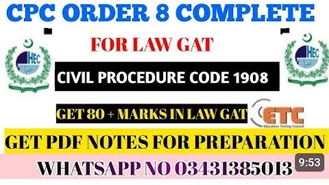 LAW GAT CPC ORDER VIII MCQS | LAW GAT CIVIL PROCEDURE CODE 1908 | WRITTEN STATEMENT AND SET OFF