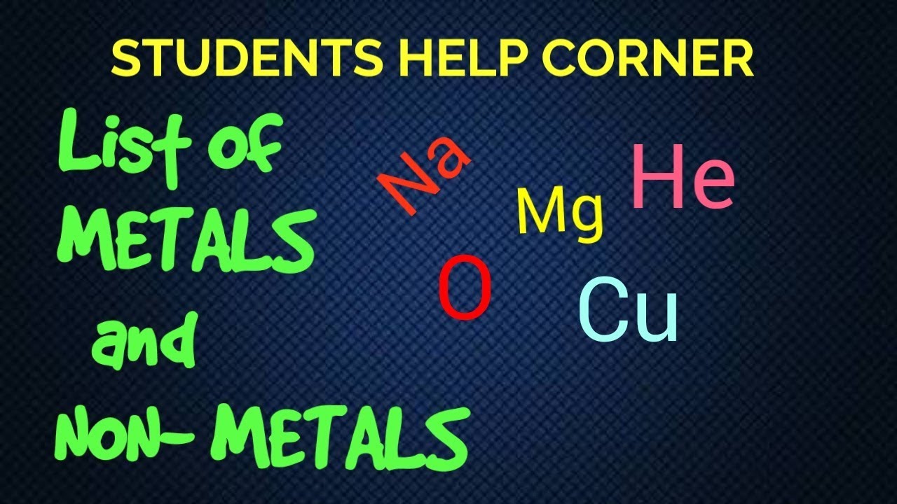 LIST OF METALS AND NON METALS SYMBOLS ATOMIC NUMBER IMPORTANT LIST OF METALS AND NON METALS SYMBOLS ATOMIC NUMBER IMPORTANT