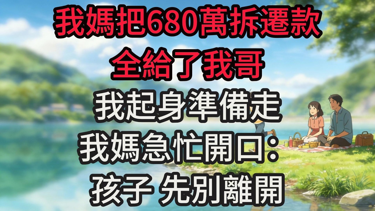 我媽把680萬拆遷款全給了我哥，我起身準備走，我媽急忙開口：孩子，先別離開，我話還沒說完呢