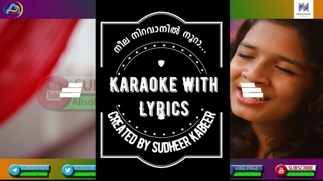     l I With Lines l Sreya Kutty  Neela Nira Vanil Nooray HD Karaoke  Lyrics