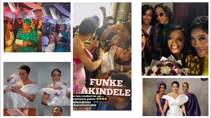 Funke Akindele and Mercy Eke go bundle by bundle at Toke Makinwa's baby dedication.  Tiwa savage..