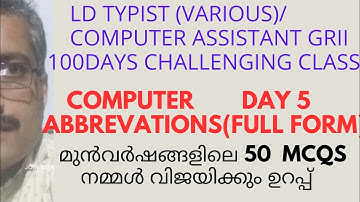 LD TYPIST VARIOUS/COMPUTER ASSISTANT GRII/COMPUTER ABBREVATIONS(FULL FORMS)/50 MCQS