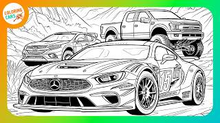 Coloring a Mercedes-Benz Race Car and Off-Road Truck in a Canyon | Coloring Page | Coloring Art