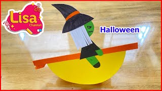 Hướng dẫn làm bập bênh phù thủy bằng giấy, đồ chơi Halloween - How to make paper toys (Lisa channel)