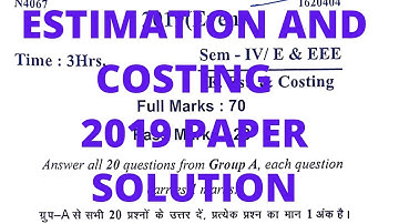 ESTIMATION AND COSTING 2019 PAPER SOLUTION ll Bihar Polytechnic