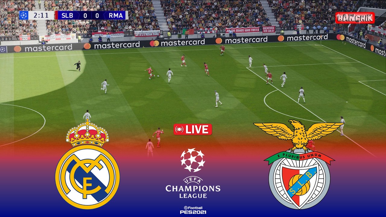 🔴LIVE : Real Madrid vs Benfica - UEFA Champions League 2025/26 | Pes 21 Simulation Gameplay