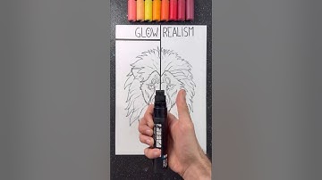 Let’s Draw a Lion with Glow vs Realism Technique! ✍️✨🦁 || Stay tuned for the 2nd Part! 🤭 #lionking