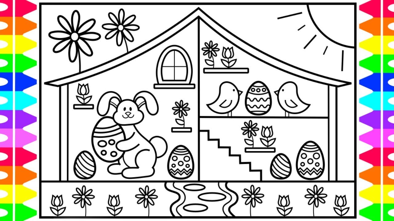 How to Draw Easter Characters for Kids 🐰🐣💜💗💚💛Easter Characters Drawing and Coloring Pages