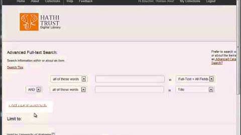 The HathiTrust Digital Library: Advanced Search