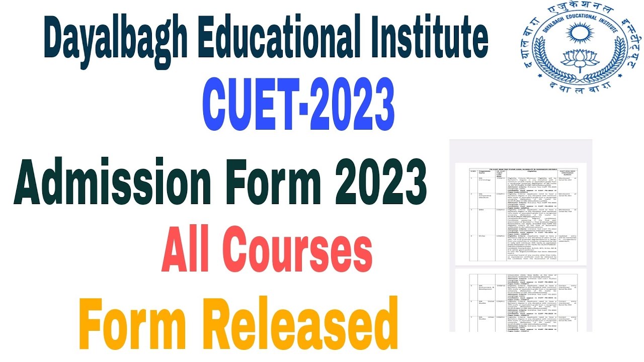 dayalbagh phd admission form 2023
