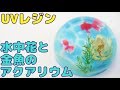 【UVレジン】水中花と金魚のアクアリム・水面模様作ってみた・Aqua limb of a Goldfish and a Flower in the water