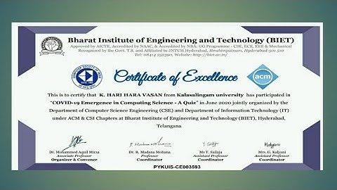 Covid 19 Emergence in Computing Science -A Quiz