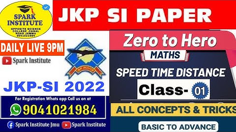 SPEED TIME AND DISTANCE ||L-1||JKP SI JKSSB/SSC/BANKING/ ||BEST TRICKS||SPARK INSTITUTE