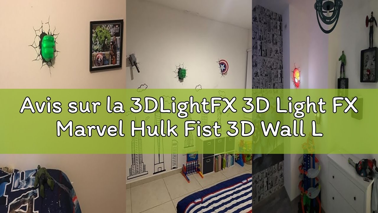 Avis sur la 3DLightFX 3D Light FX Marvel Hulk Fist 3D Wall Light, 816733002194, Plastique,Green