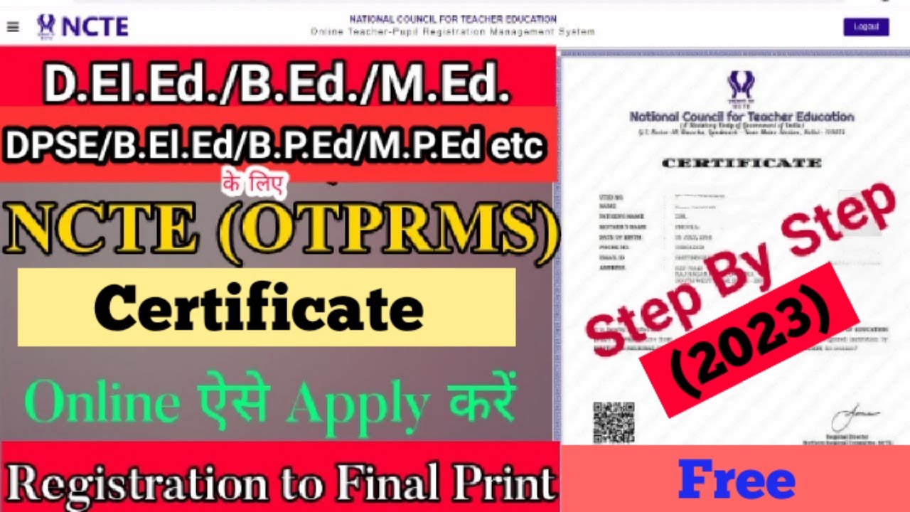 How To Apply NCTE OTPRMS Certificate Online 2023 Apply NCTE OTPRMS how-to-apply-ncte-otprms-certificate-online-2023-apply-ncte-otprms