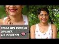 Nykaa Lips Don't Lie! All 10 shades of lipliner Hindi | JoyGeeks |