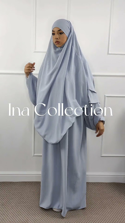 Abaya and Khimar 2 Layer Set Light Grey #abaya #abayahijab #muslimattire #hijab #abayawholesale