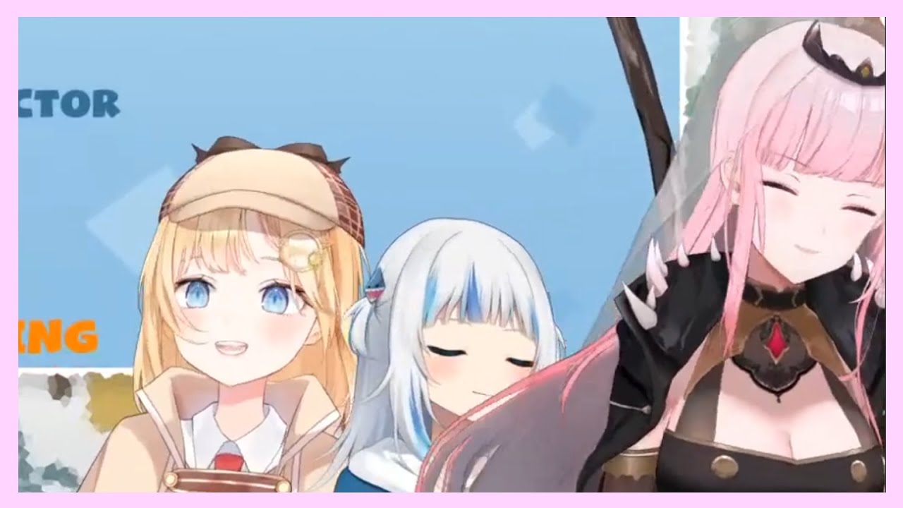 Gura sniffs Calli's hair...