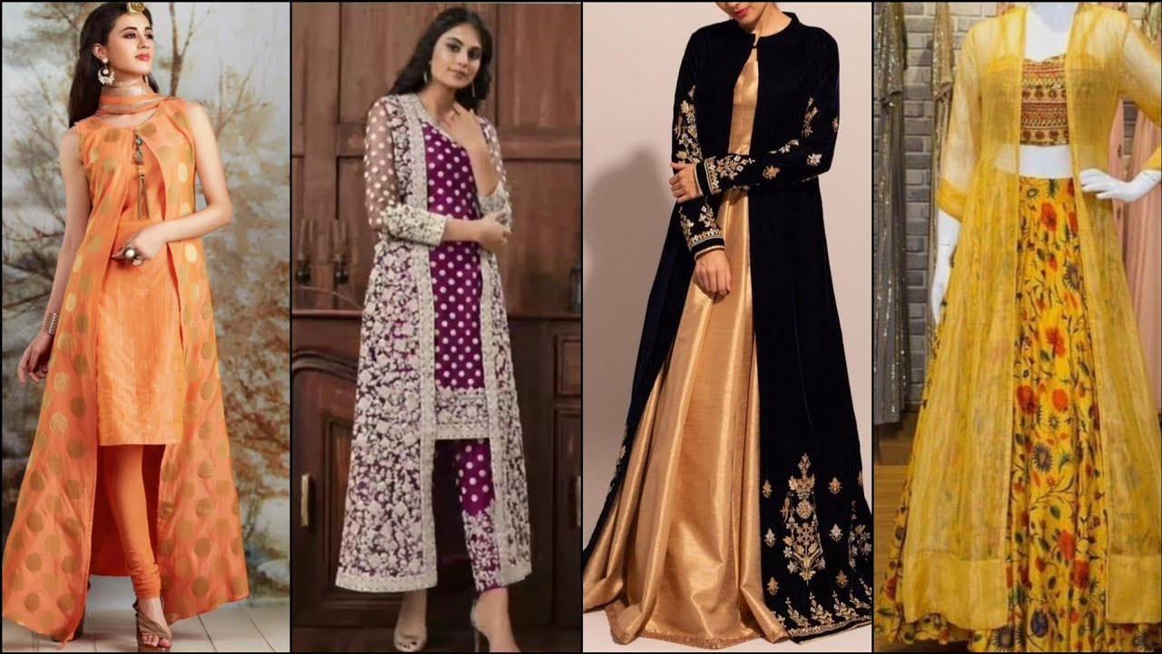 Cotton Fabric Long Anarkali Kurti With Shrug Dress Indian Wedding Kurta  Jacket | eBay