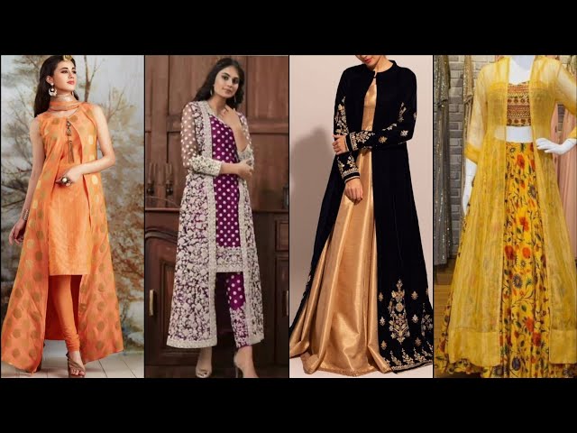 Yellow Floor Length Latest Design Gown With Shrug For Girls (Set Of 8 Pcs)  Catalog