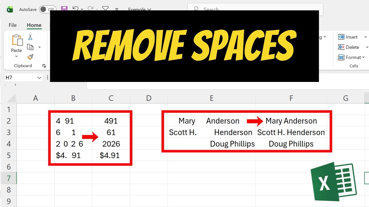How To Remove Spaces In Excel - YouTube