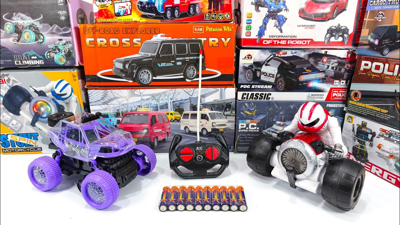 Unboxing RC Street Collection! Rc  Angkot Car , Electric Motorcycle, Police Car & Pick-Up Transport