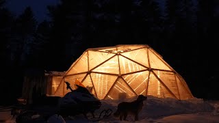 Winter Camping with My Dog in a Greenhouse, Ice Storm, Building Off Grid Log Cabin | Gear Repair