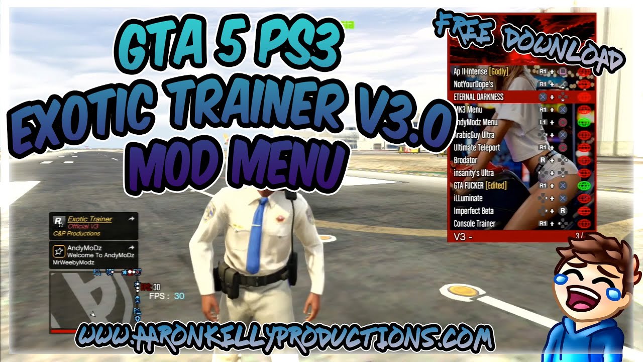 {GTA 5 PS3} NEW INSANE CFW/HEN MOD LOADER! - Exotic Trainer V3.0 {FREE DOWNLOAD}