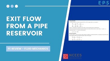Exit Flow from A Pipe Reservoir | FE EXAM FLUID MECHANICS