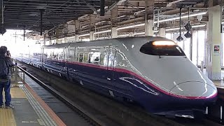 JR東日本新幹線E2系1000番台幹ｾｼJ75編成+E3系2000番台幹ｶﾀL69編成がつばさ140号東京行きとして警笛を鳴らしながら大宮駅14番線に入線到着停車！(140B) 2024/3/2