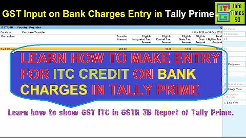 Bank Charges Entry with GST in Tally Prime | Bank Charges GST Input Credit | Tally Prime | GST ITC