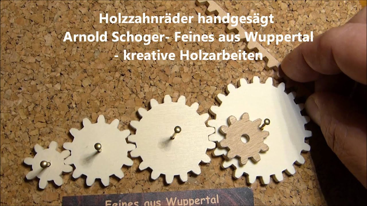 Holzzahnräder selber machen(ab 1:30), wood gears, scroll saw 