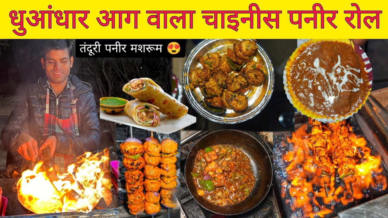 Fire Chinese Paneer Roll, Tandoori Stuffed Paneer Mushroom & More || Agra Street Food