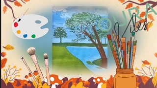 The Leaning Willow's painting by M/J artist; How to start painting For beginners #UnderWillow#Nature