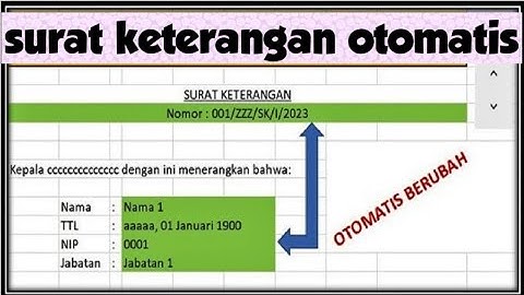 Cara membuat surat keterangan otomatis di excel dengan rumus vlookup