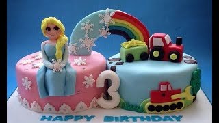 Colorful birthday cake ideas for twins.