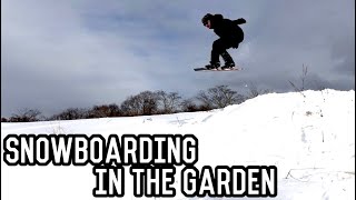 現役プロスノーボーダーが庭でスノーボードしてみたら…大爆笑の結果に！？【スノーボードクロス】【SBX】【SX】【フリーラン】【カービング】【庭スノーボード】【畑スノーボード】