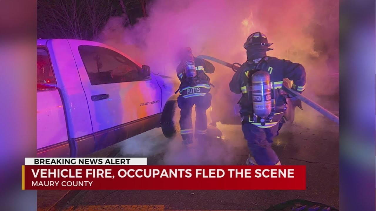 Occupants flee from vehicle fire in Maury County - YouTube