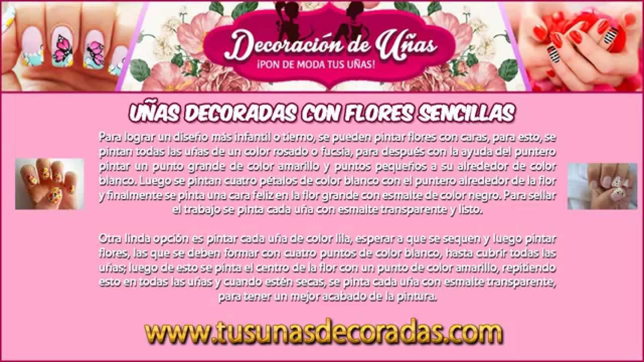 Unas Decoradas Con Flores Sencillas Decoracion De Unas Con Flores Sencillas Youtube