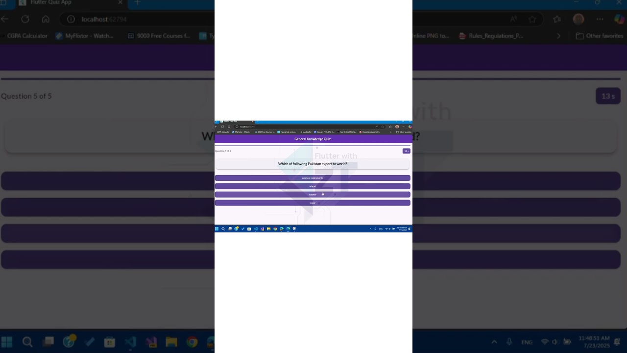 Flutter Quiz App Showcase(Project Link In Description) #fluttertutorials #windows #fluttertutorial