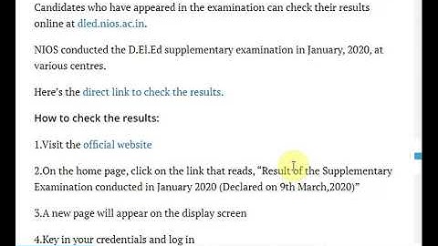 NIOS D.El.Ed. supplementary exam result 2020 declared at dled.nios.ac.in